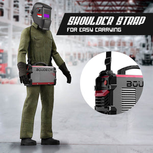 CASTER-MMA Saldatrice ad inverter 200Amp con tecnologia IGBT. Leggera, sicura ed affidabile, dotata di controllo a circuito chiuso. Fornita con pinza di massa, porta elettrodo e maschera per saldatura. Certificata CE