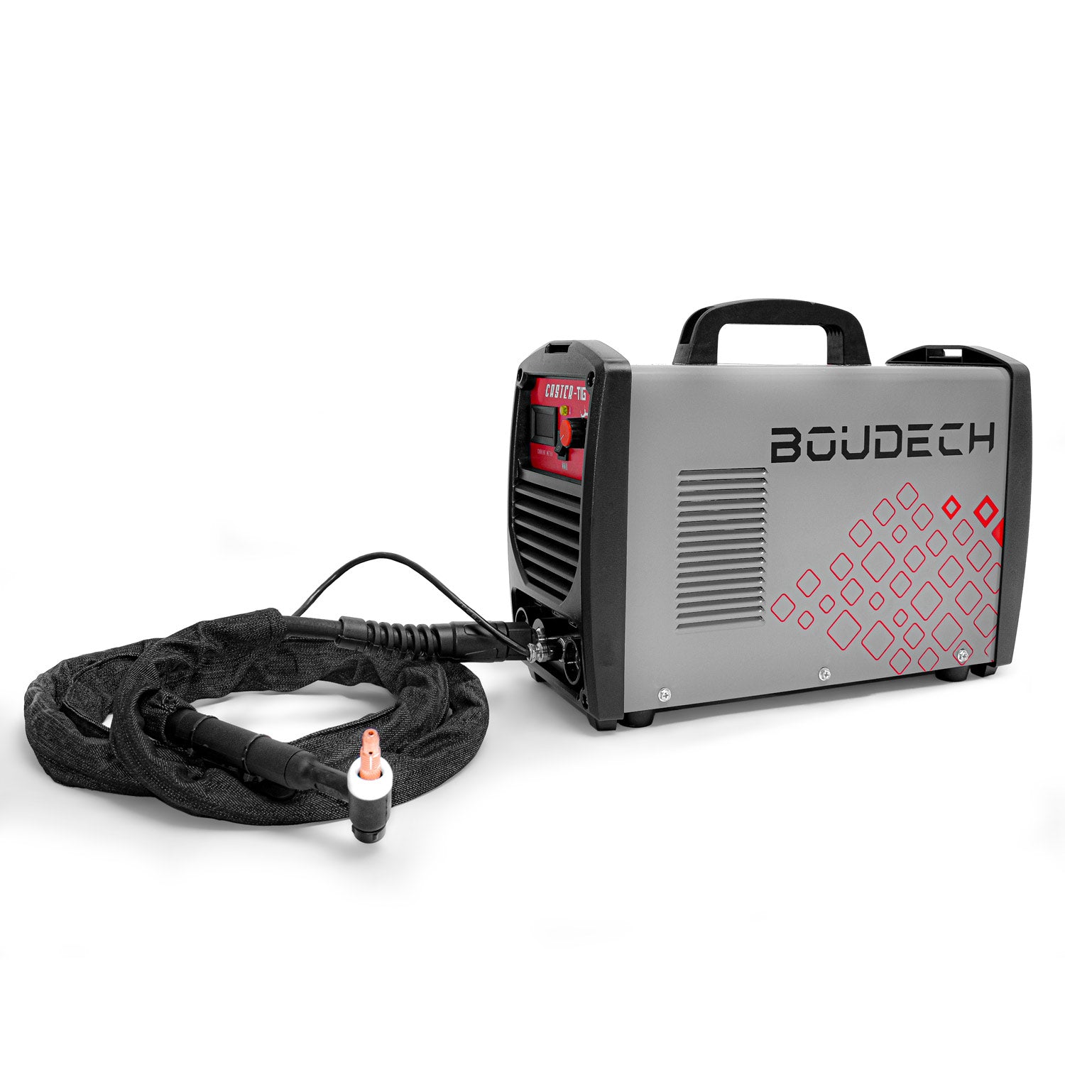 CASTER-TIG Saldatrice ad arco inverter 200 Amp. Doppia funzione TIG/MMA innesco alta frequenza sistema di protezione VDR Fornita con torcia TIG porta elettrodo morsetto di terra cavo da 3m e spazzole. Certificata CE RoHS