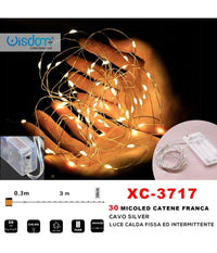 Catena 30 Microled A Batteria Cavo Silver Luce Calda Fissa+intermittente Xc-3717         