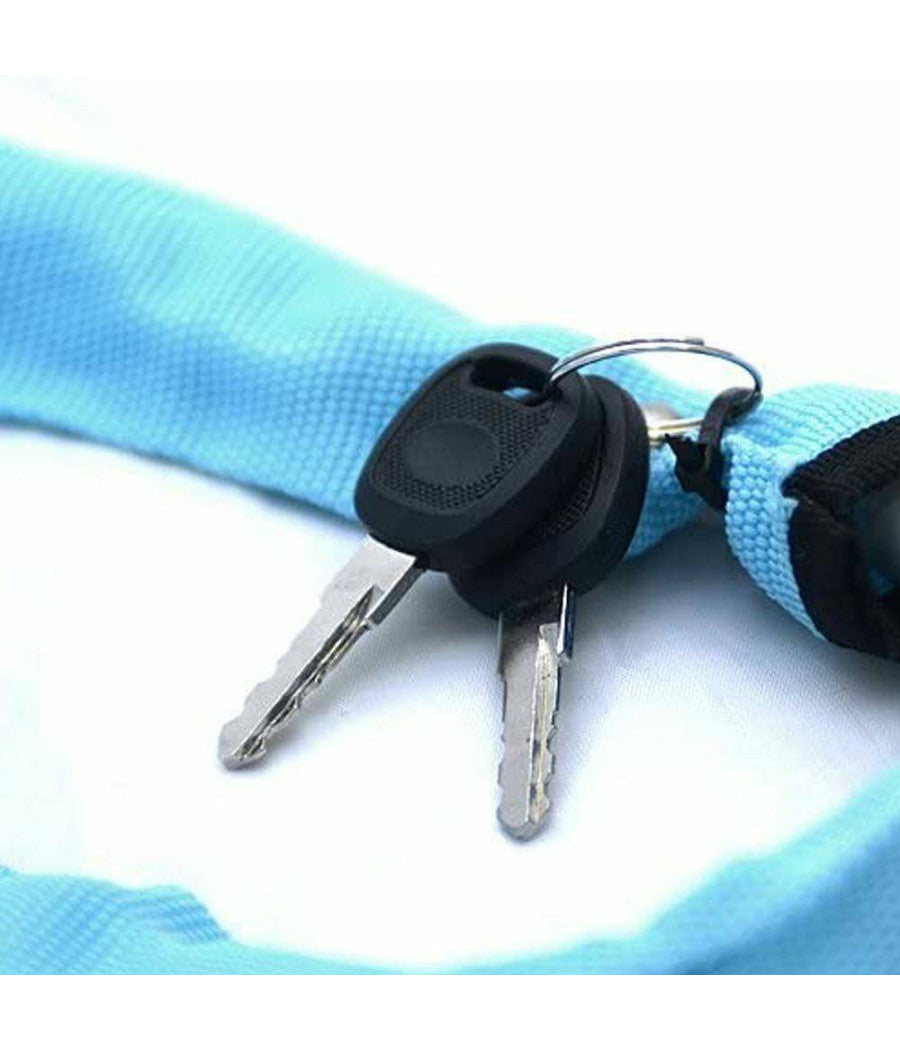 Catena Antifurto Moto Bicicletta Con Lucchetto Chiavi Acciaio 120cm Vari Colori         