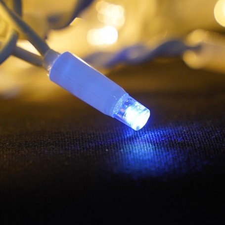 Catena bianca luminosa bianca calda 10 metri 100 led con 10 FLASH BLU luci di Natale da esterno ip44 - ZENCOCCO