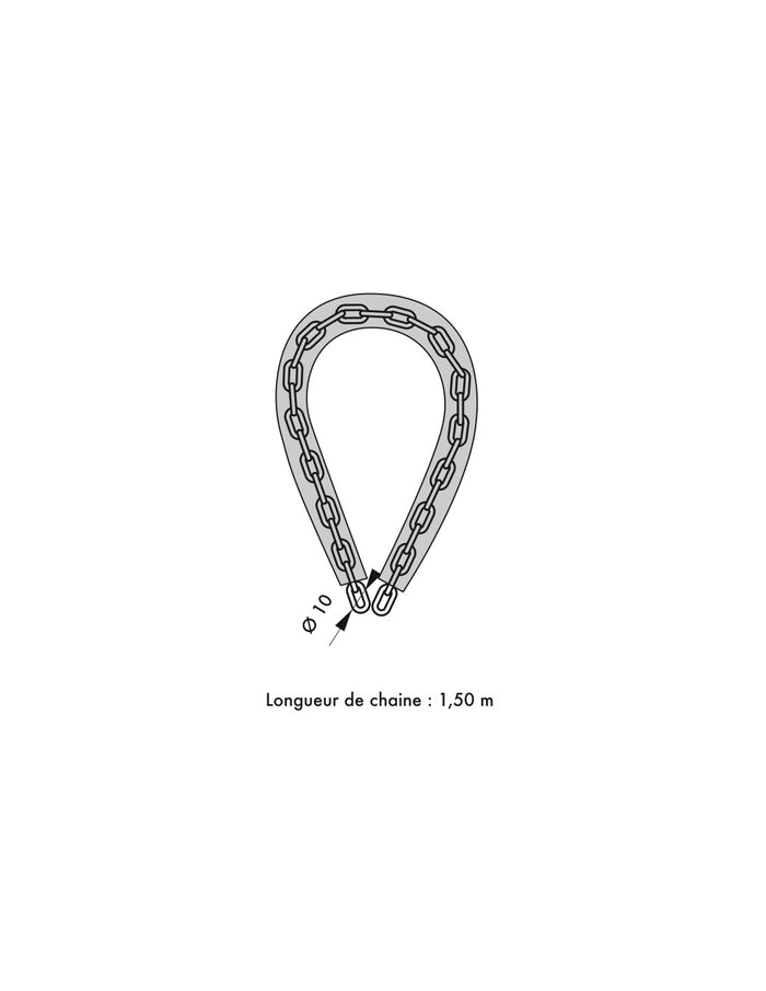 Catena d'acciaio cementato 10mm rivestita in nylon Loops, bici, moto, barriere, 1.5m, nero, lucchetto, 2 chiavi - THIRARD