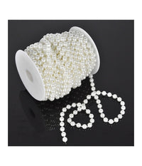 Catena Decorativa Natale Perline Plastica Decorazione Albero Bianca 10mmx3m         