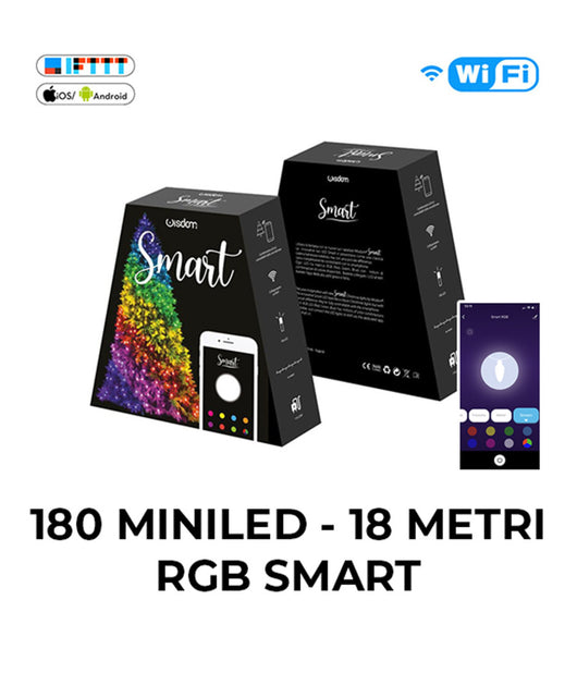 Catena Di Luci Per Albero Di Natale Smart App Tuya Da 180 Led 18 Metri Wifi Rgb         