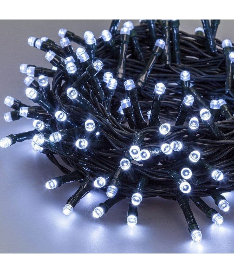 Catena Luci A Led Luminosa Natalizia Metri 240 Led Bianco Freddo Con Giochi Luce         