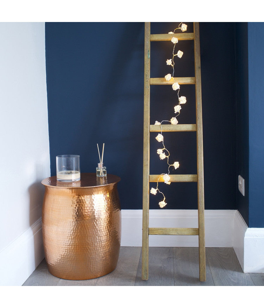 Catena Luci Luminosa Con 10 Led A Forma Di Rosa Bianca Alimentazione A Batteria         