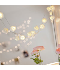 Catena Luci Luminosa Con 10 Led A Forma Di Rosa Bianca Alimentazione A Batteria         