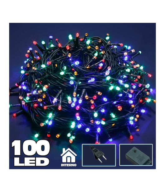 Catena Luminosa 100 Luci Led Lucciole Multicolor Con Controller 8 Funzioni         