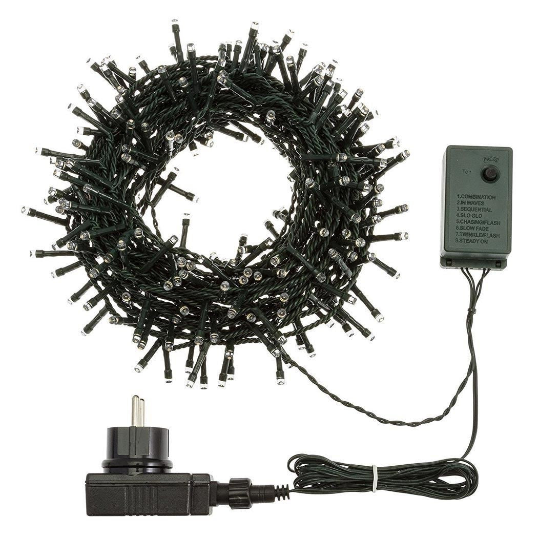 Trade Shop - Catena Luminosa 1000 Luci Led Lucciole Blu Controller 8 Funzioni Interno Esterno -