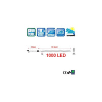 Trade Shop - Catena Luminosa 1000 Luci Led Lucciole Blu Controller 8 Funzioni Interno Esterno -