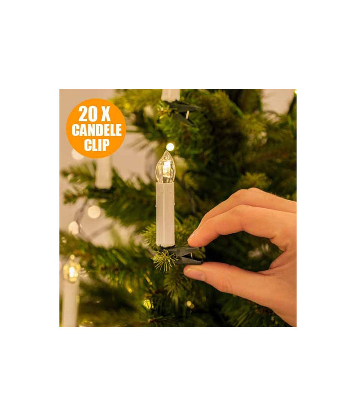 Catena Luminosa 20 Candele A Clip 4,9 Mt Per Albero Di Natale 220v Bianco Caldo         