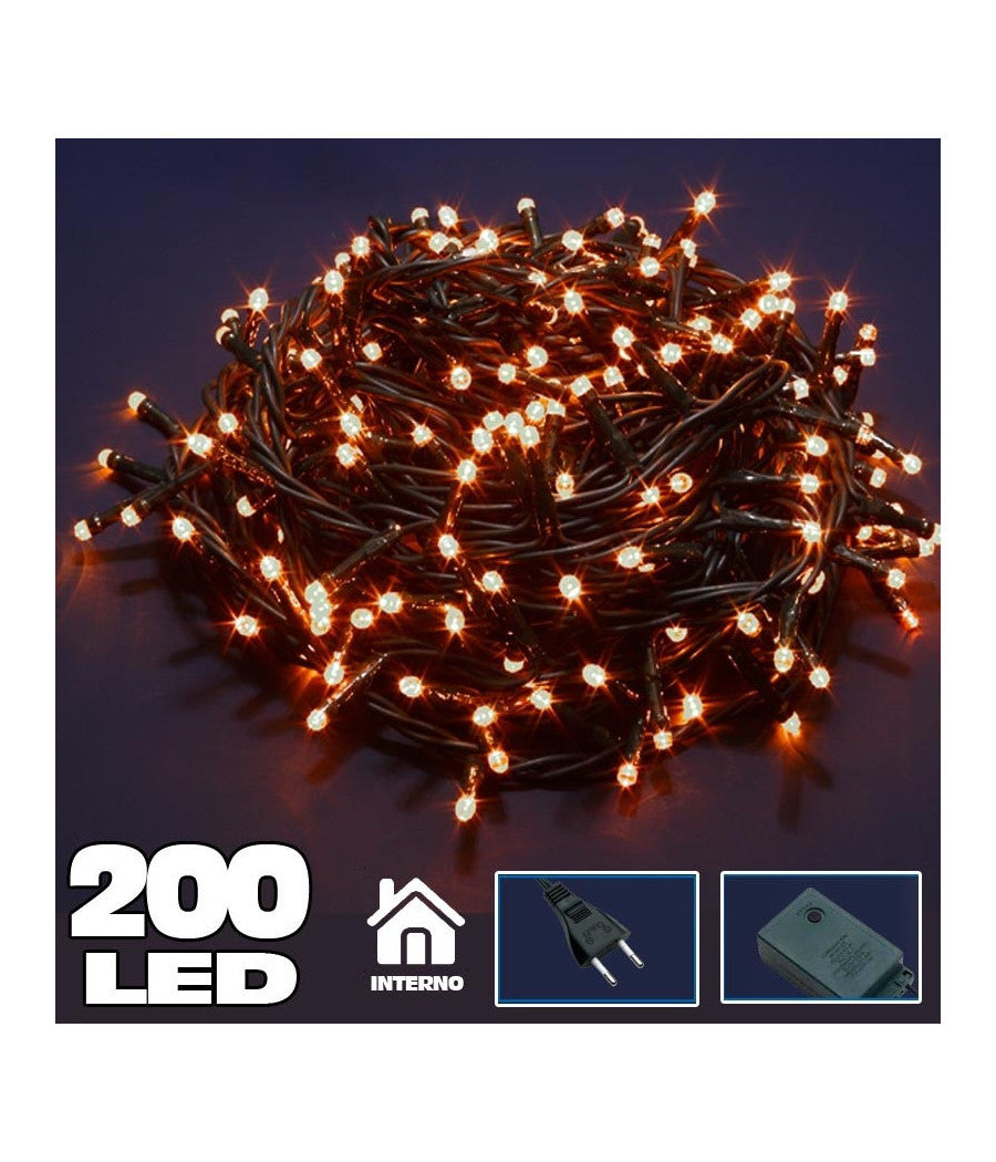Catena Luminosa 200 Luci Led Lucciole Bianco Caldo Con Controller 8 Funzioni         