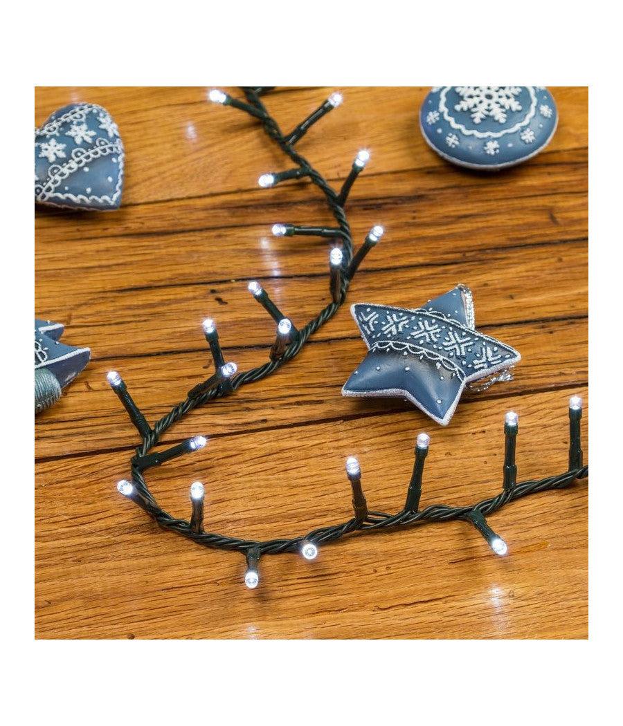 Catena Luminosa 400 Luci Led Bianco Freddo 8 Funzioni Per Albero Natale Addobbi         
