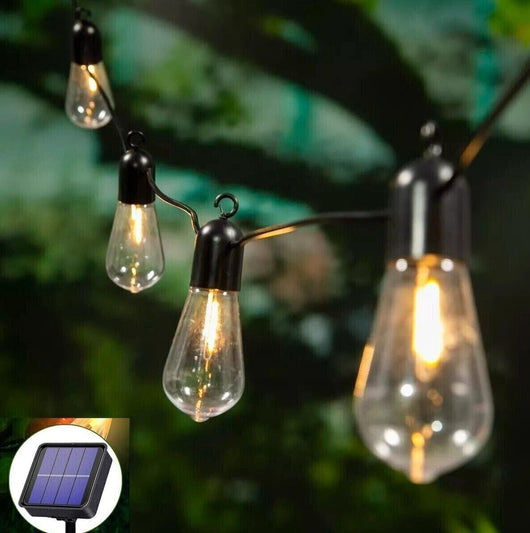 Catena luminosa 4.5mt con pannello SOLARE 10 lampade luce calda impermeabile - Tech-It