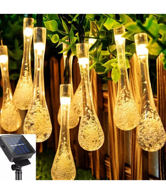 Trade Shop - Catena Luminosa 50 Gocce Luminose Led Ad Energia Solare Ip44 Luce Calda Xc-4806 -