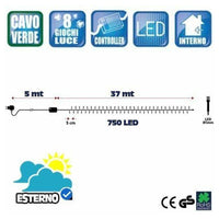 Trade Shop - Catena Luminosa 750 Luci Led Lucciole Bianco Caldo E Rosso Controller 8 Funzioni -