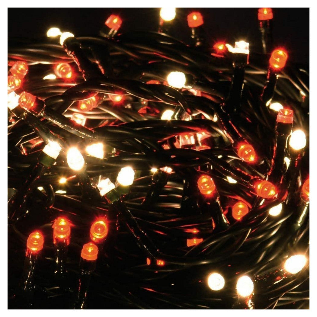 Trade Shop - Catena Luminosa 750 Luci Led Lucciole Bianco Caldo E Rosso Controller 8 Funzioni -