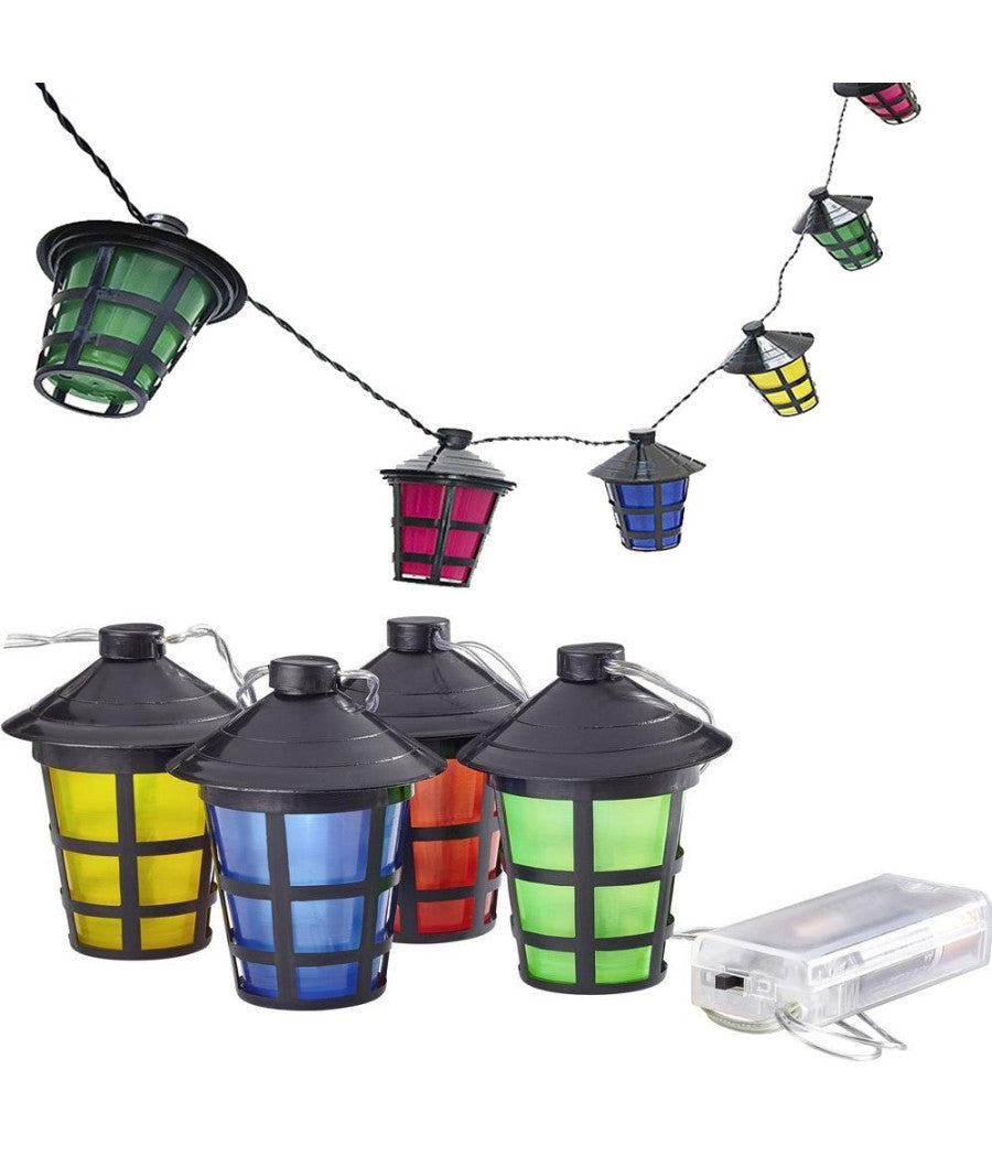 Catena Luminosa A Batterie 10 Lampioncini A Led Per Uso Interno Ed Esterno Party         