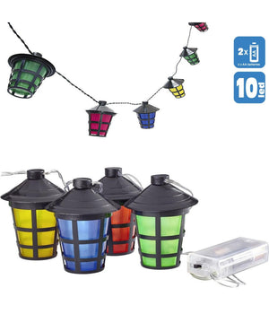 Catena Luminosa A Batterie 10 Lampioncini A Led Per Uso Interno Ed Esterno Party         