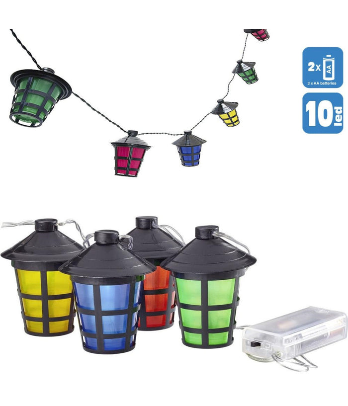 Catena Luminosa A Batterie 10 Lampioncini A Led Per Uso Interno Ed Esterno Party         