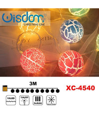 Catena Luminosa Con Palline Colorate 10 Led A Batteria Luce Calda Fissa Xc-4540         