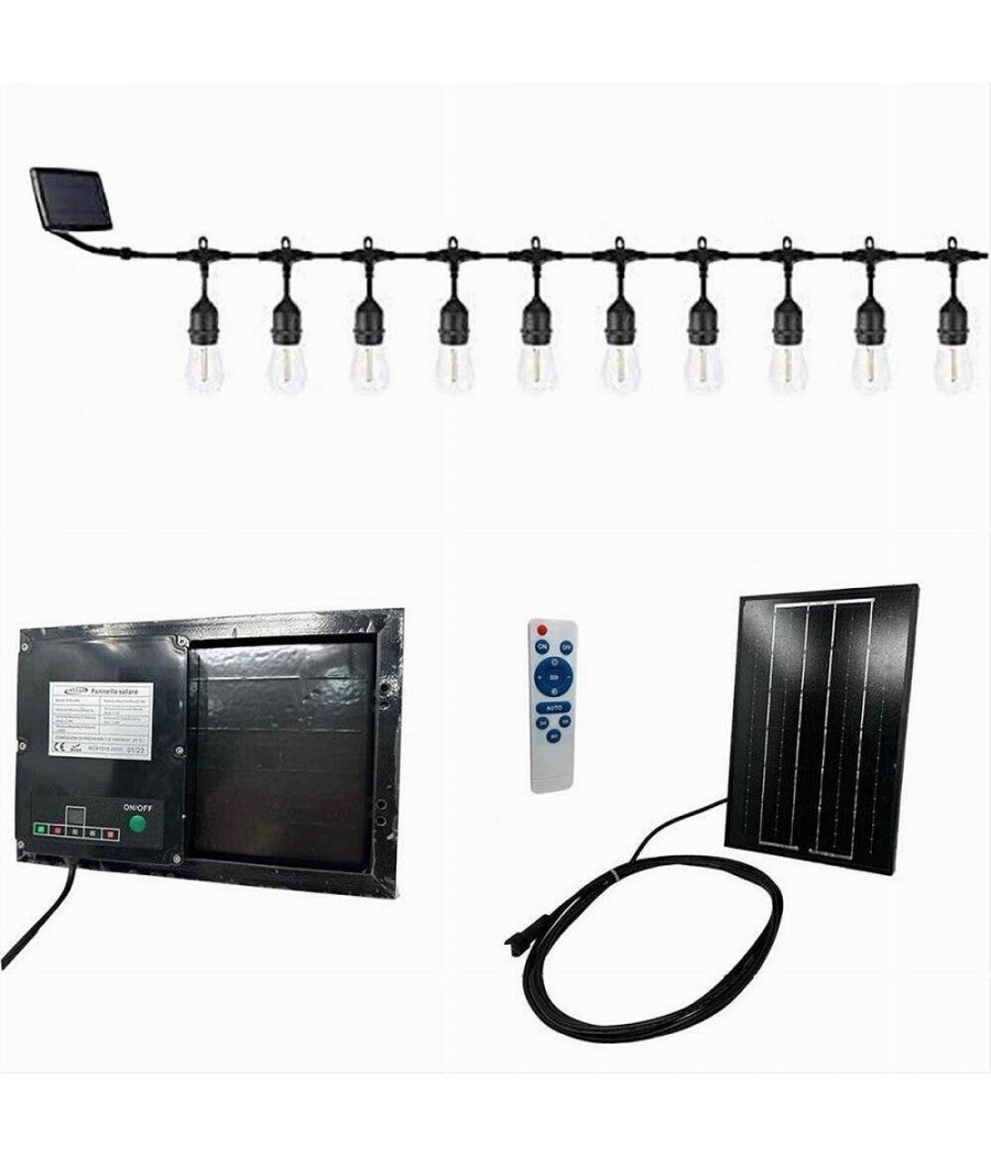 Catena Luminosa Con Pannello Solare 10 Lampadine E27 Impermeabile Ip65 S20a-10m         
