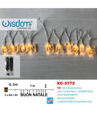 Catena Luminosa Con Scritta Buon Natale 10 Led A Batteria Luce Calda Xc-3772         