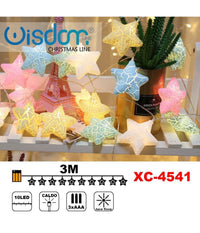 Catena Luminosa Con Stelle Colorate 10 Led A Batteria Luce Calda Fissa Xc-4541         