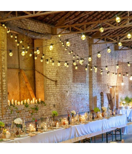 Catena Luminosa Esterno Interno Led 5 Metri 10 Lampadine Bulbo Luce Calda G50         