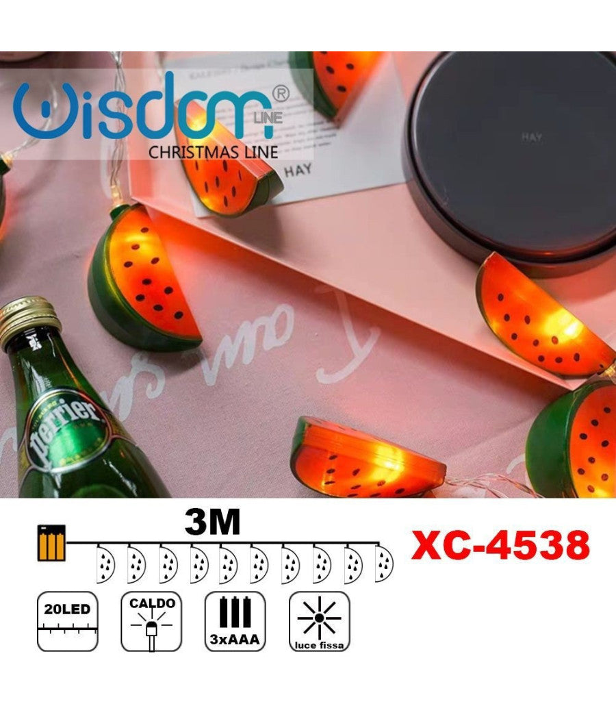 Catena Luminosa Fette Anguria 20led Batteria Luce Calda Fissa Decorazioni Xc-4538         