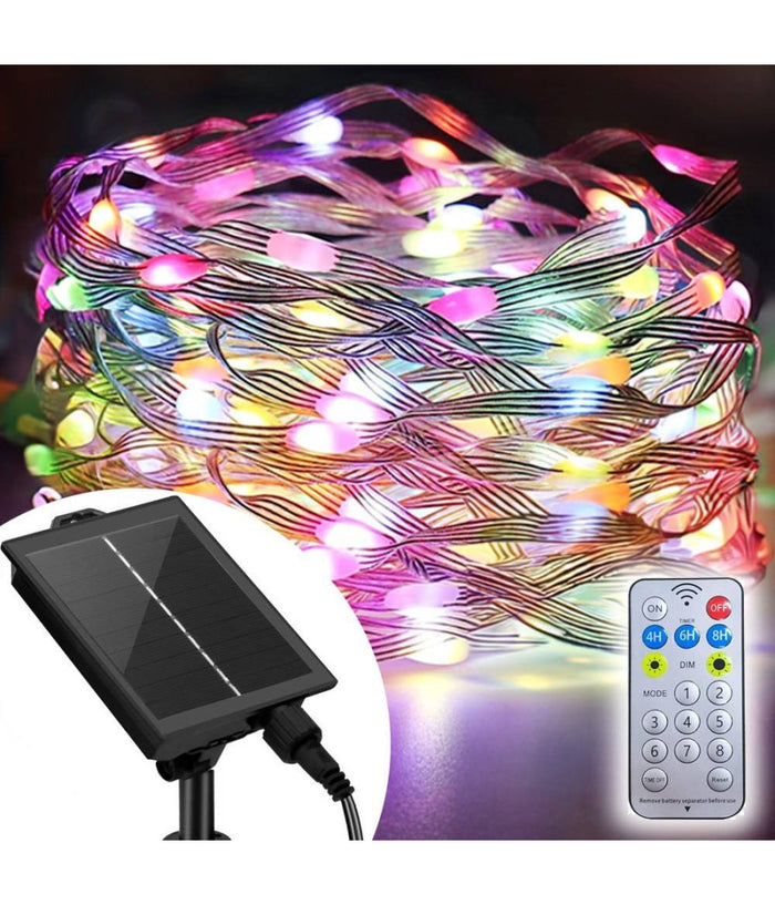 Catena Luminosa Microled Da 10mt 100led Con Pannello Solare Ricaricabile Esterno         