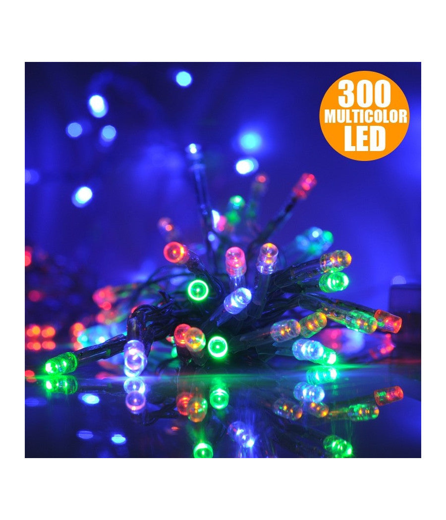 Catena Luminosa Natale 300 Led Multicolor Per Interno Ed Esterno Decorazioni         
