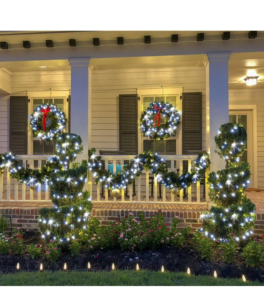 Catena Luminosa Natalizia 100led Bianco Freddo Con Flash 9mt Esterno Prolungabil         