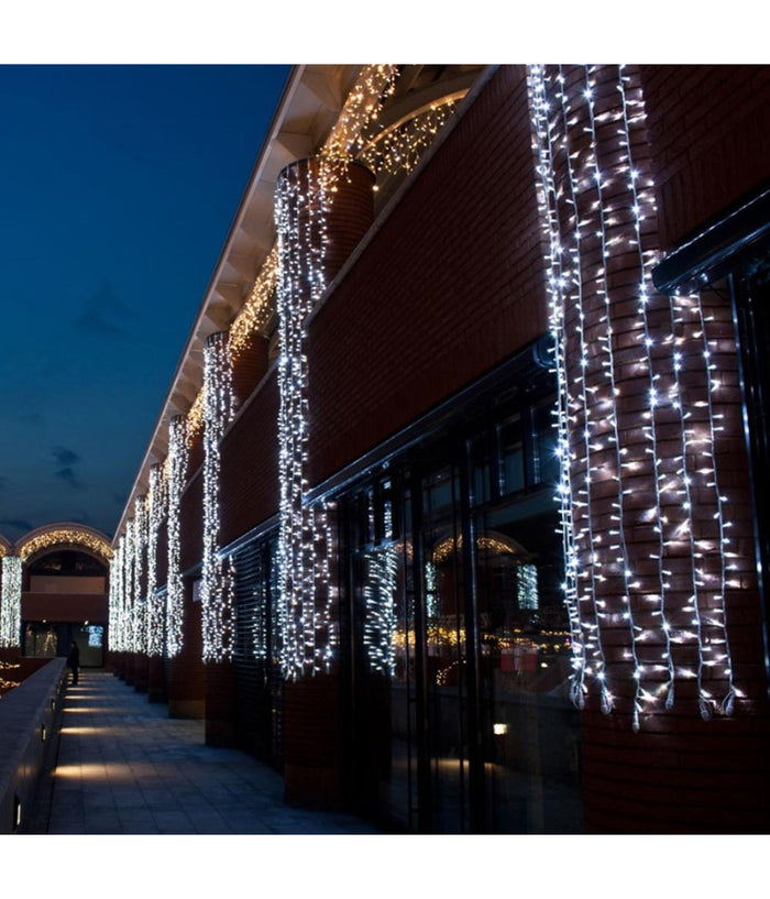 Catena Luminosa Natalizia 100led Bianco Freddo Con Flash 9mt Esterno Prolungabil         