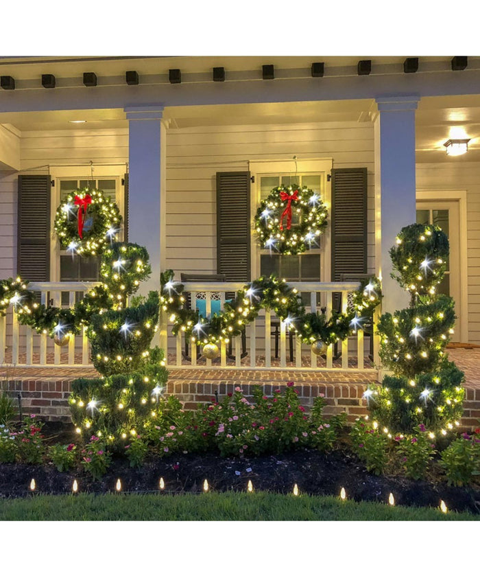 Catena Luminosa Natalizia 120led Bianco Caldo Con Flash 9mt Esterno Prolungabile         