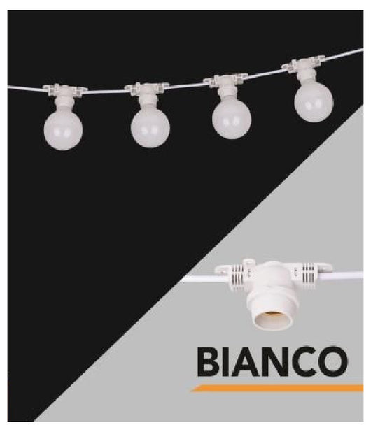 Catena Luminosa Per Esterno Ip44 Cordoniera Portalampada 10xe27 11 Metri St-lv  Bianco       