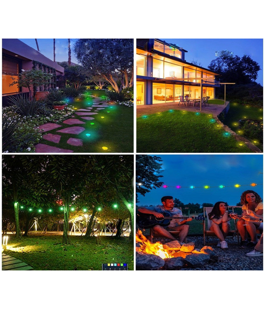 Catena Luminosa Solare Crepuscolare Led Rgb Rgbw Smart Bluetooth Ip65 Luce 13 Mt         