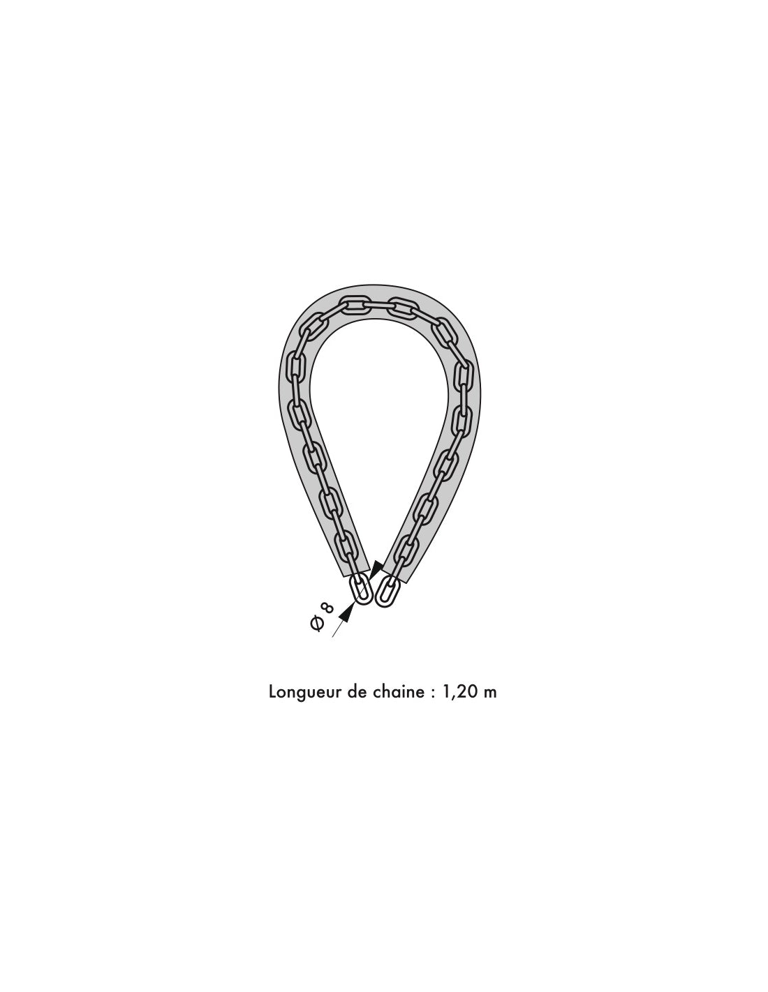 Catena in acciaio temprato Loops, moto, bici, barriere, Ø 6mm, 1.2m, guaina in PVC - THIRARD