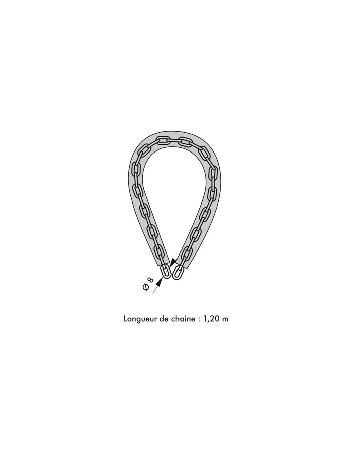 Catena in acciaio temprato Loops, moto, bici, barriere, Ø 6mm, 1.2m, guaina in PVC - THIRARD