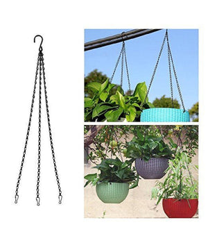 Catena Nera Gancio Per Appendere Vaso Fiori Piante Fioriera Lunghezza 40 Cm         