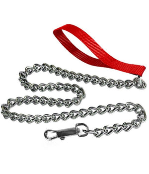 Catena Per Cane Guinzaglio Cani 120x1x1,5cm Con Gancio Acciaio E Maniglia Nylon         