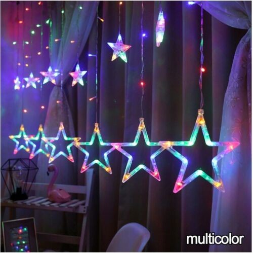 CATENA STELLE  TENDA LUMINOSA DI NATALE LUCI NATALIZIE LED LUCE RGB BIANCO CALDO BIANCO FREDDO STELLA ADDOBBI - ZENCOCCO