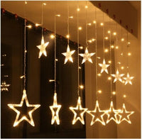 CATENA STELLE  TENDA LUMINOSA DI NATALE LUCI NATALIZIE LED LUCE RGB BIANCO CALDO BIANCO FREDDO STELLA ADDOBBI - ZENCOCCO