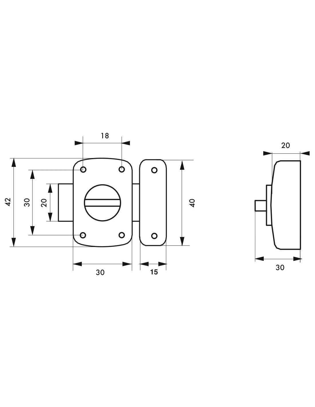 Chiavistello automatico Concorde per porte interne, 30mm, acciaio, bronzo epossidico - THIRARD