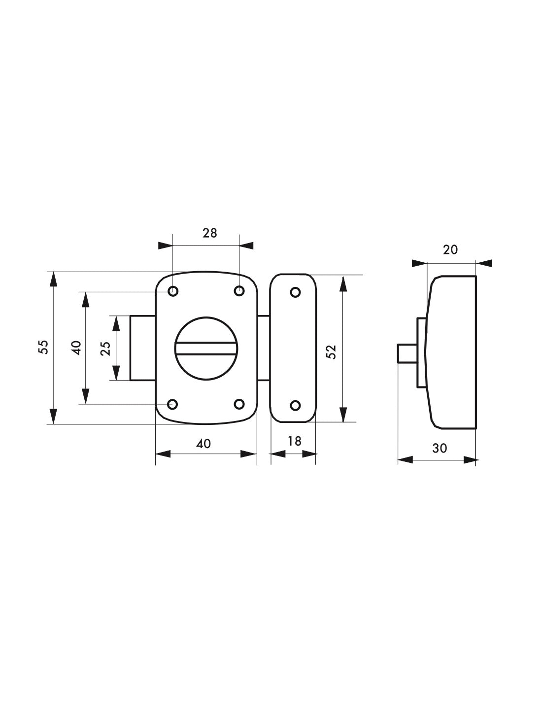 Catenaccio automatico per porta mobile, 40mm, bronzo - Serrurerie de Picardie