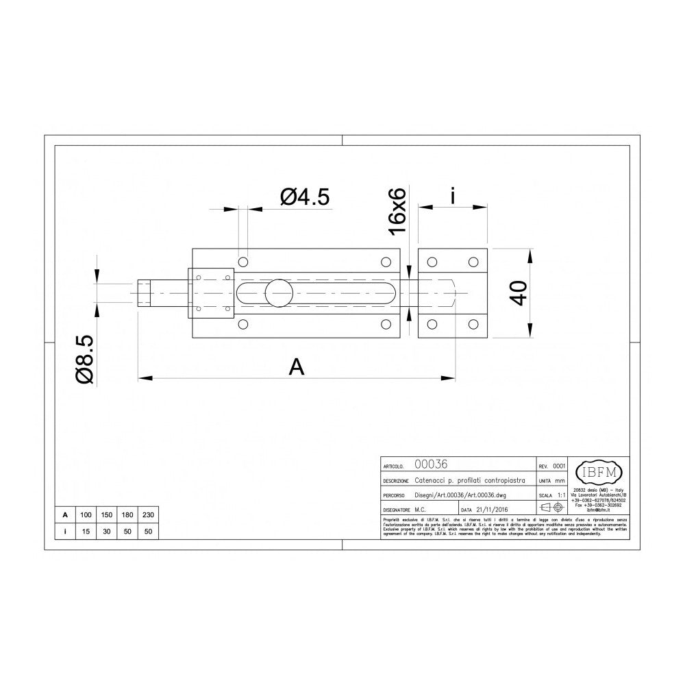 Catenaccio chiavistello da 10cm portalucchetto zincato