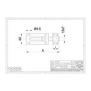 Catenaccio chiavistello da 20cm trasversale tropicalizzato