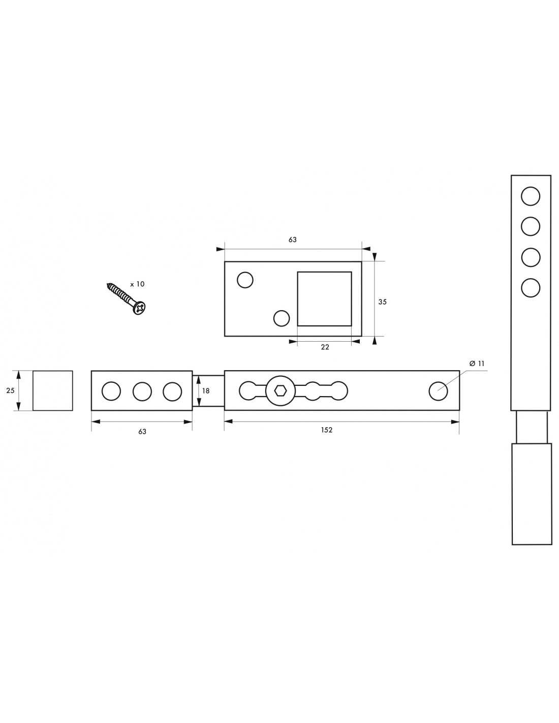 Catenaccio per cancelli scorrevoli con serratura, acciaio, nero - THIRARD