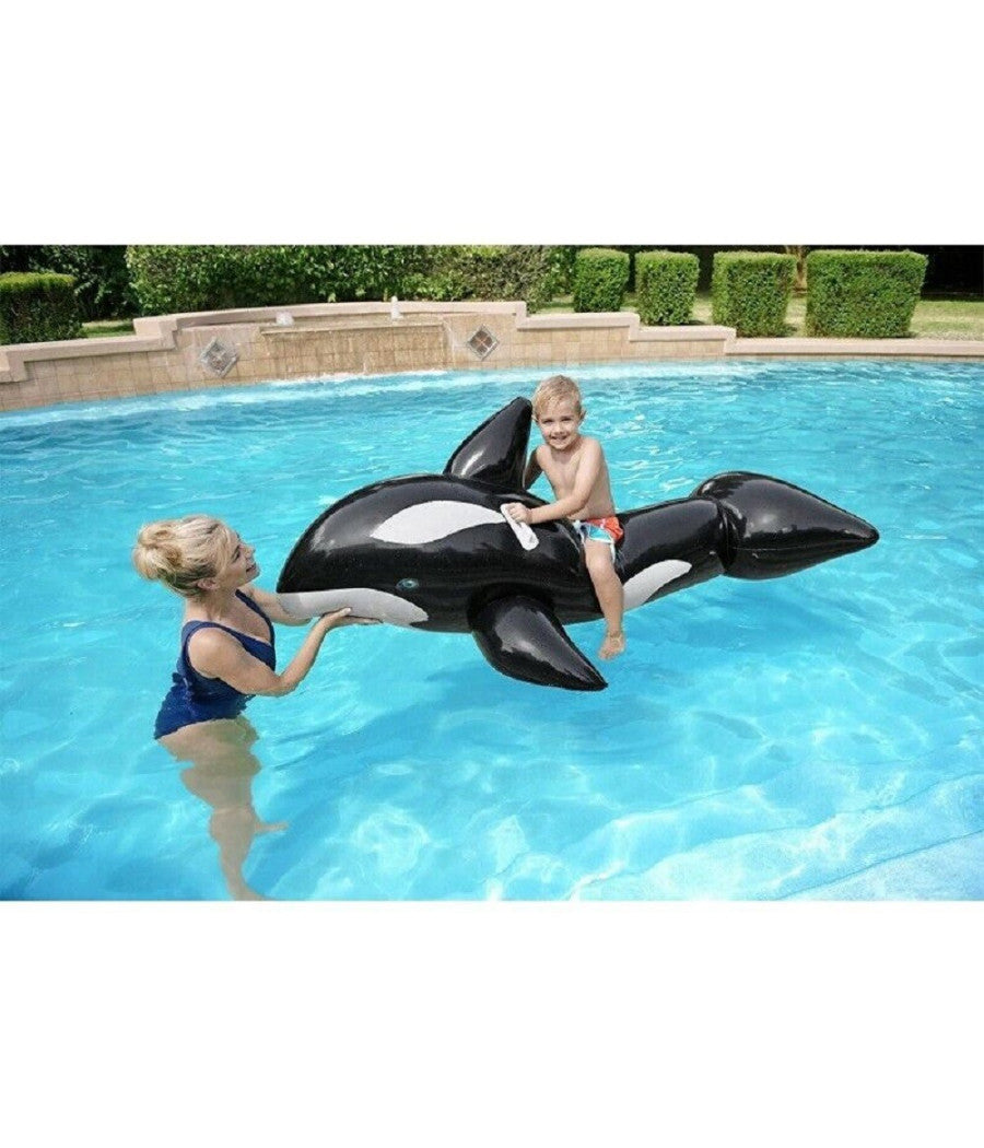 Cavalcabile A Forma Di Orca Gonfiabile Grande 203x102cm 3+anni Con Maniglie 41009         