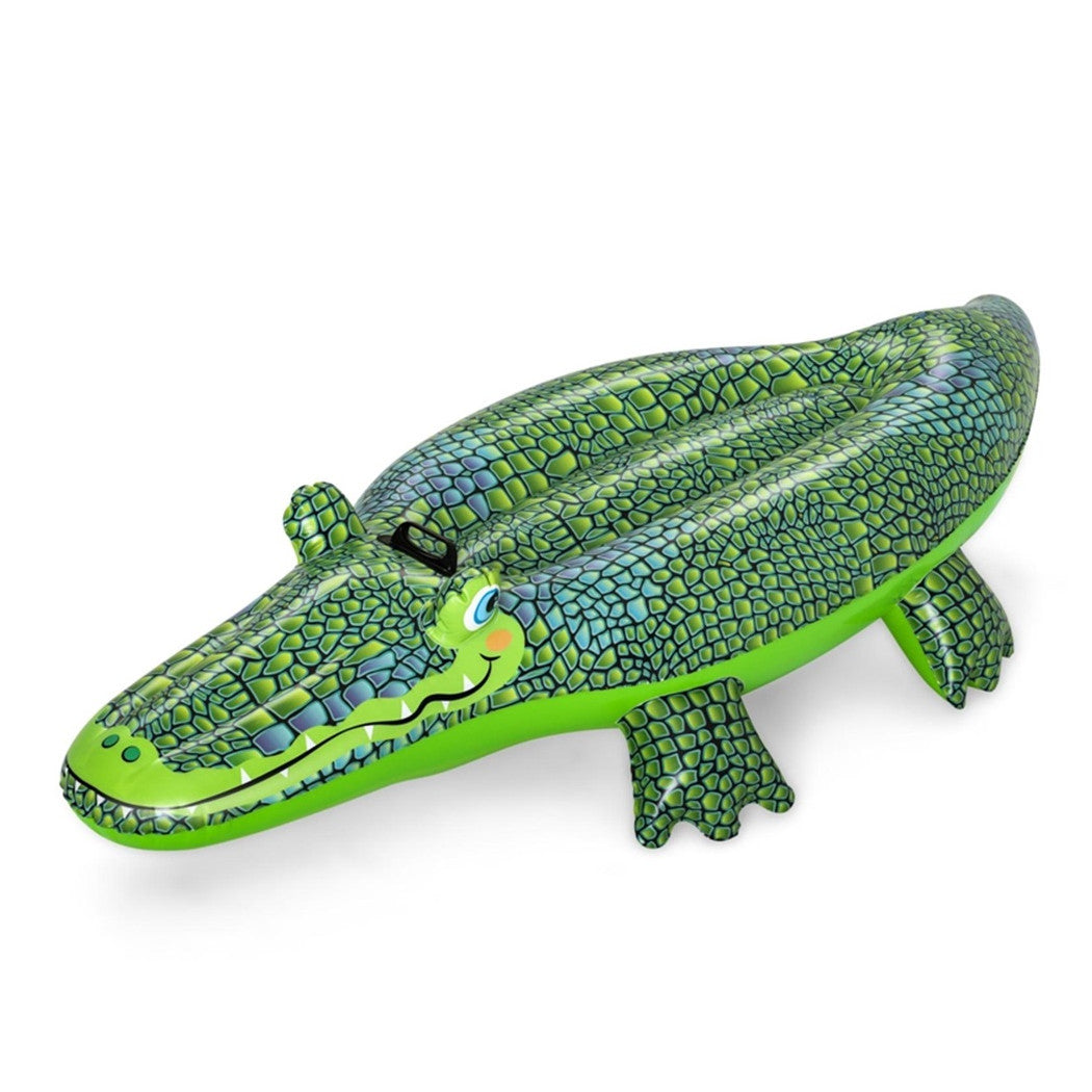 Trade Shop - Cavalcabile Coccodrillo Gonfiabile Per Bambini Galleggiante 152x71cm Con Maniglia 41477 -